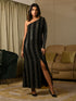 MULMUL BLACK-GOLD SEQUIN ONE SLEEVE COCKTAIL DRESS MULMUL BLACK-GOLD SEQUIN ONE SLEEVE COCKTAIL DRESS
